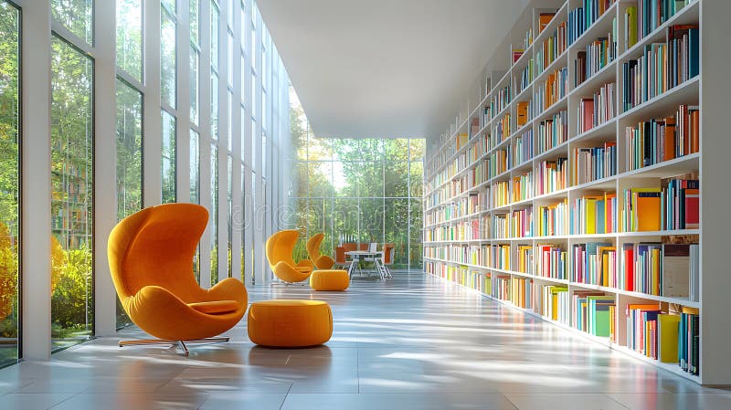 Students studying in a bright modern library in Miami